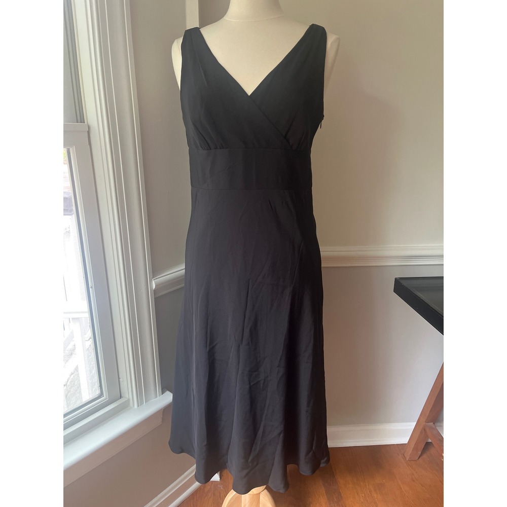 Vintage J. Crew Silk Midi Dress Sleeveless Double Vneck Size 12T